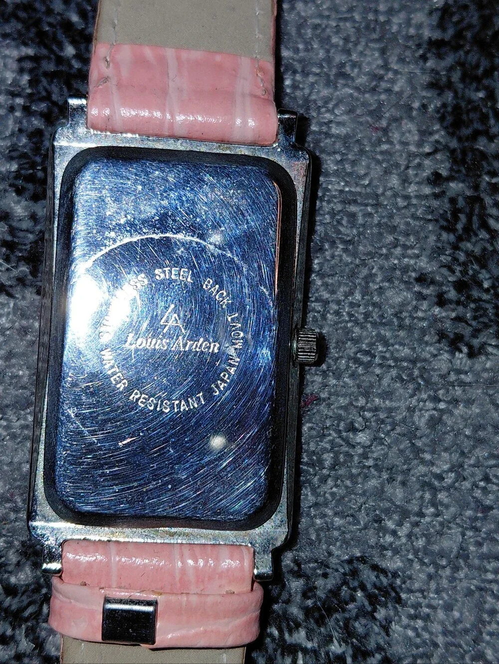 Louis Arden Pink Crystal Tank Watch Art Deco Y2K Rhinestone Croc Strap CC